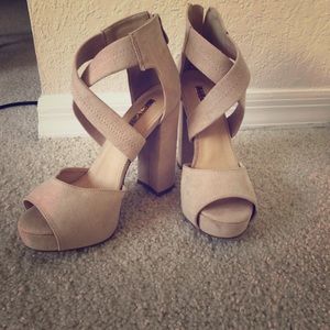 Nude platform heels